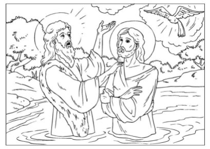 São João Batista batizando Jesus no rio Jordão